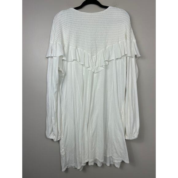 Free People Beach Aurora Mini Dress White Large Boho Cottagecore - Picture 9 of 9